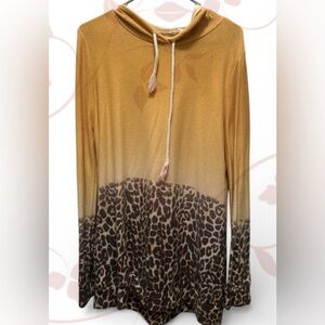 🐣Lovely Melody Mustard and Leopard Print Tunic